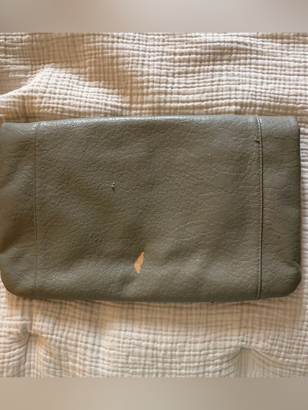 Olive Green Pleather Fold-Over Clutch with Gold Hardware - Picture 8 of 12